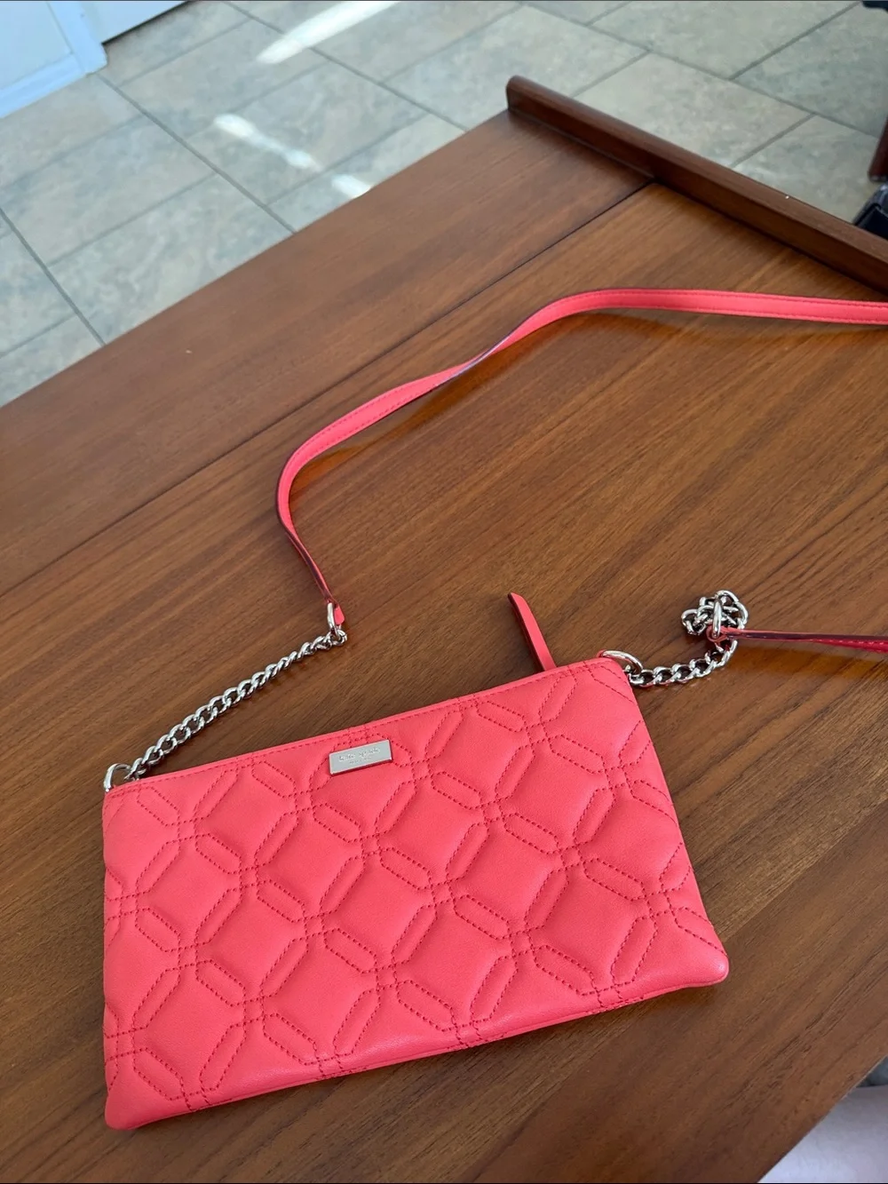Kate Spade Quilted Coral Crossbody Shoulder Bag - Women's Fashion
